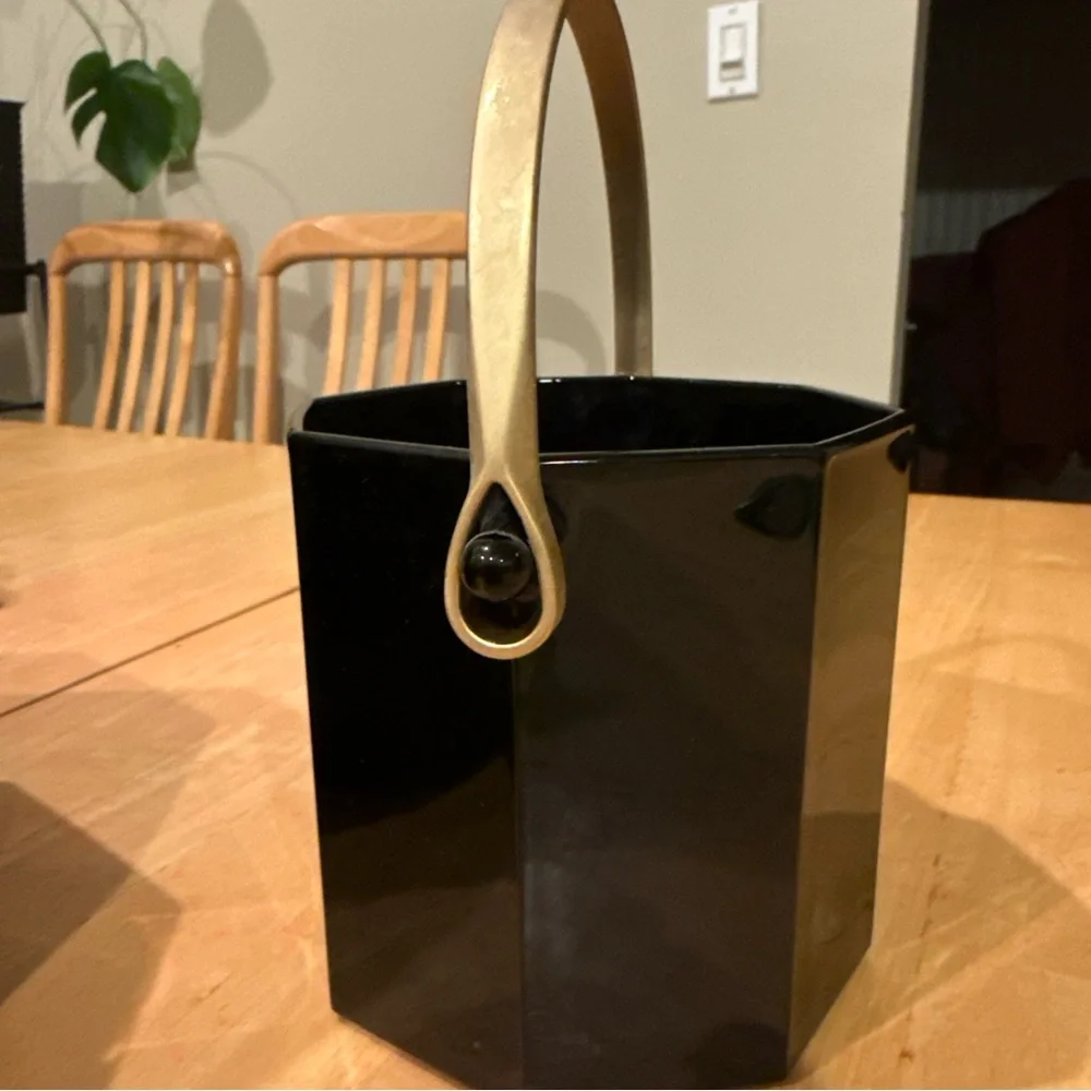 Vintage Luminarc Arcoroc Octime Black Glass Ice Bucket